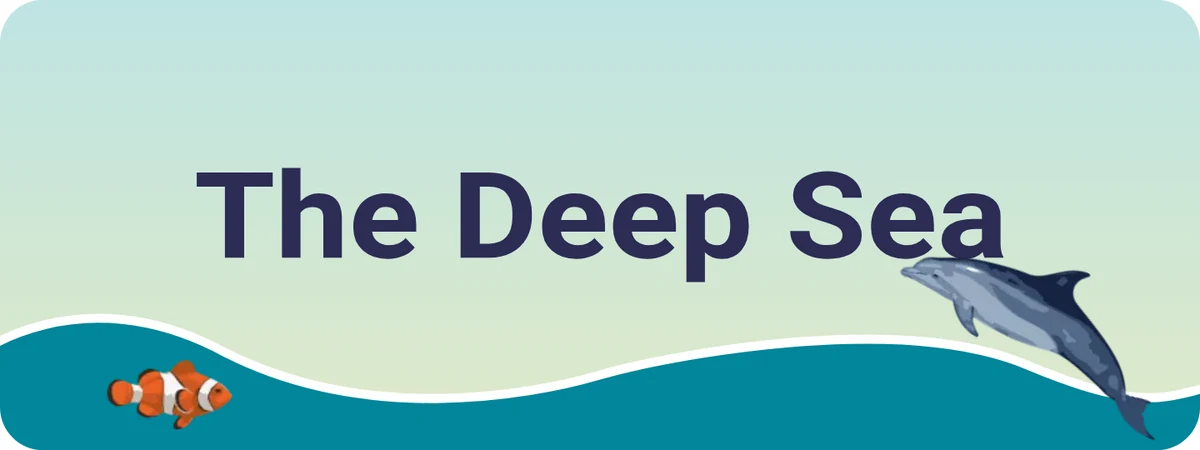 The Deep Sea, de Neal Agarwal Imagen oficial de The Deep Sea, con un pez payaso y un delfín sobre el mar